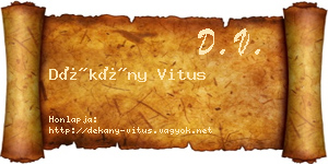 Dékány Vitus névjegykártya